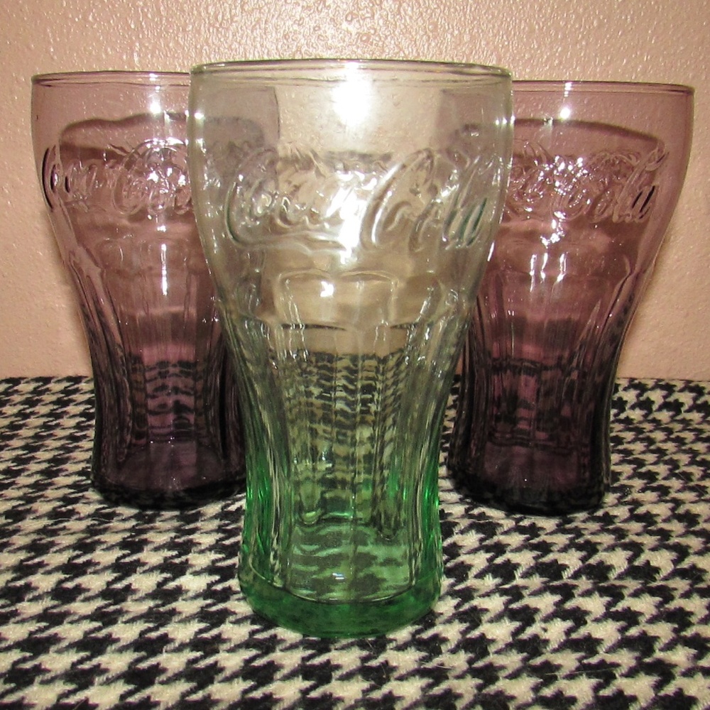 Coca Cola Glass Set - Green and Purple